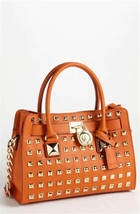 michael kors orange satchel|Michael Kors opened satchel purse.